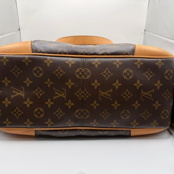 Louis Vuitton Brown Monogram Shoulder Bag with Tan Leather Trim - Picture 3 of 6